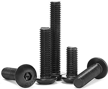 ANSIEDIO Vis à Métaux - Acier Carbone Bouton à Tête Hexagonale Socket Tête Câble Boulons Vis à Six Pans Creux Noir M6×40mm,10 pcs