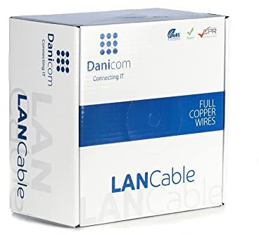 Danicom CAT6 FTP 100m Starrleiter - LSZH (Eca), POE, Ethernet, LAN, Patchkabel, Datenkabel, RJ45 - für Serverschränke, Switches, Router, Modems!