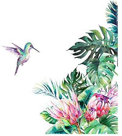 duoyif Wandtattoo Grüne Blätter, Wandsticker Pflanzen Tropische, Wandaufkleber Blätter Grün Aufkleber, Wandsticker Für Wohnzimmer Kinderzimmer Schlafzimmer Küchenmöbel Flur Wanddeko 68x60cm