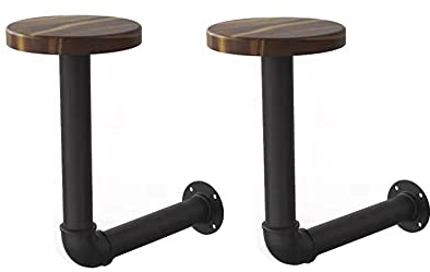 WANLIAN Metallrohr & Braun Holz Wandmontierte Hut & Perücke Halter Motorrad Zubehör Helmhalter Jacke Kleiderbügel Wandmontage Multifunktionale Rack (2 Pack)