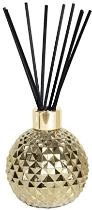 Aroma Gold Glass Reed Diffuser & 50 Black Fibre Reeds
