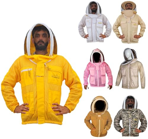 Urbansbee Giacca Professionale per Apicoltura 3 Strati - Cappello Modellato e Ventilato, Tuta Protettiva Anti-Ape Apicoltori, Camiciotto Beekeeping Giardinieri/Lavoratori Esterni, Taglie Disponibili