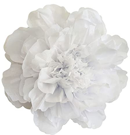 Mybbshower Rosa 50,8 cm große Papierblume für Wand, Kinderzimmer, Geburtstag, Party, Hochzeit, Dekoration, Blumenmuster, 3 Stück (weiß)