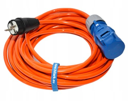 Hilark Cable Tech Adaptateur Camping-Car H07BQ-F Polyuréthane (Pur) 3x2,5 Câble de branchement Camping Prise CEE Orange Haute visibilité 10m