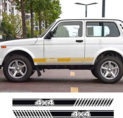 JEZOE 2 Stücke Auto Lange Seitenstreifen Aufkleber Vinylfolie Auto DIY Aufkleber Autos Dekoration, Für Lada NIVA 4X4 Autozubehör