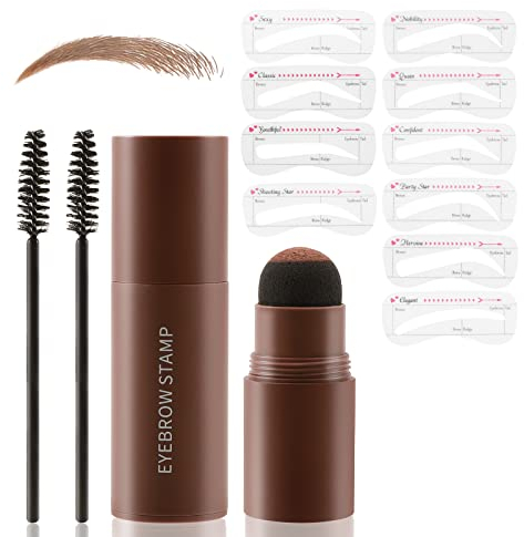 Boobeen Augenbrauen-Stempel, Augenbrauen-Stempel-Schablonen-Shaping-Kit, Augenbrauenfüller-Puder, langlebig, Augenbrauen-Definierer-Make-up für natürliche Augenbrauen