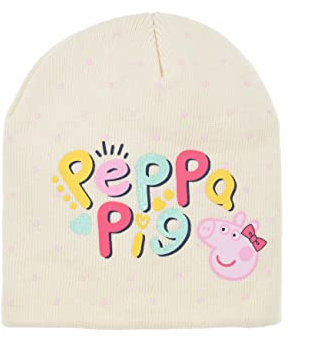 Sun City Peppa Wutz Pig Kinder Mädchen Winter-Mütze Beanie-Mütze, Farbe:Weiß, Größe:54