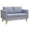 KOIECETA Sofa 2-Sitzer mit Rückenkissen Sitzkissen Zweisitzer Polstersofa Loungesofa Lounge Stoffsofa Sitzmöbel Wohnzimmer Stoff Holzrahmen Hellgrau