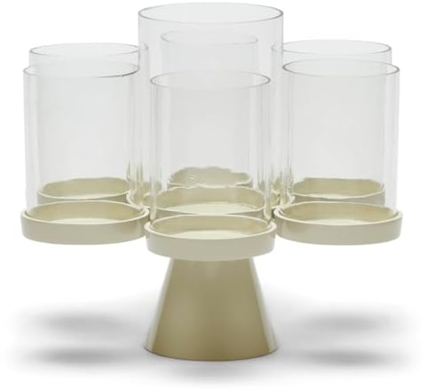 Rivièra Maison - Porto Hurricane Windlicht Halter, F01 - Flax, A38 - Aluminium und Glas, 36,5x33 cm