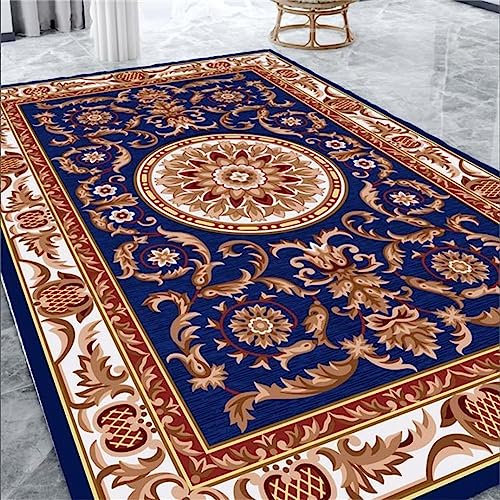 Kunsen Tapis eveil bébé Mode Minimaliste Chinoise Tapis Bleu Tapis Pastoral Tapis de Cuisine long120X200CM