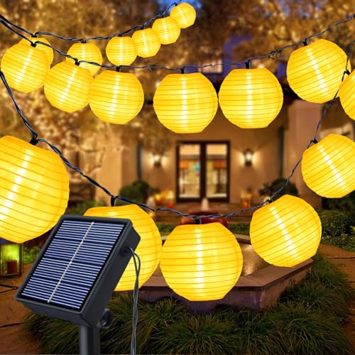 Fohil Solar Lichterkette Außen, 6M 20 LED Lampion Lichterkette Wasserdicht Laternen, 8 Modi Solarlichterkette Weihnachtsbeleuchtung Deko für Garten Balkon Bäume Rasen Party Hof Hochzeit Weihnachten
