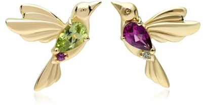 H Ohrstecker, Ohrringe Damen Echt Silber Farblich Eingelegter Zirkon Kolibri Gold 925 Silber