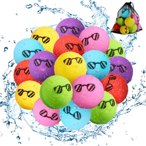 IEEILULU 18 Stück Wiederverwendbare Wasserbomben Selbstschließend, Schnell Befüllbare Silikon Spritzbälle, Kein Mühsames Füllen und Verknoten, Strand Party, Sommer, Drausse (6 Stück - Wasserbomben A)