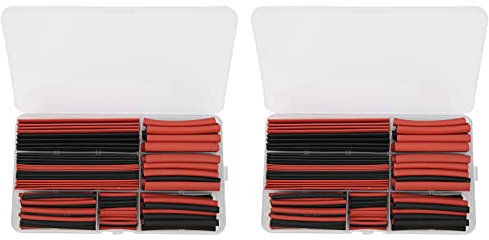 Polyolefin Heat Shrink Tubing, 300Pcs Black + Red Heat Shrink Tubing Polyolefin Boxed Electrical Cable Protector Assortment A, Heat Shrink Tubing