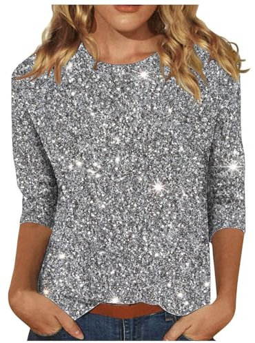 Buetory Party Tops Shimmer Tops for Women Black Sparkle Top Women's Mardi Gras Costumes Silver Tops Shimmer Dress