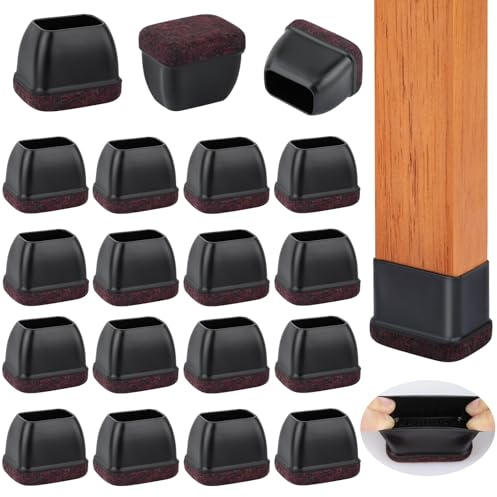 32 Stück rechteckige Stuhlbein-Bodenschoner, Silikon-Stuhlbeinschoner für Hartholzböden, hochelastische Stuhlbeinabdeckung für Stuhl, Tisch, Schreibtisch, schützt Holzböden vor Kratzern, reißt Nicht