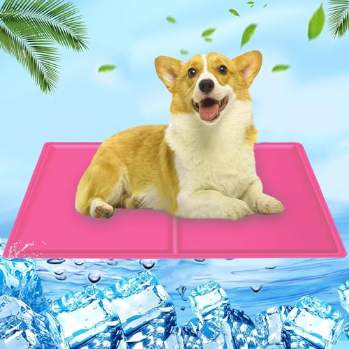 Kühlmatte für Hunde Katzen Haustiere Kühldecke,Haustier Kühlmatte,Kaltgel pad für Katzen und Hunde,Selbstkühlende Matte für Haustiere,Sommer Kühlkissen wasserdichte rutschfeste hundematte,40×50cm,Rosa