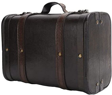 Yctze Vintage Style Small Wooden Suitcase Storage Box - Retro Trunk Toy Briefcase for Studio Decor, Window Display, and Photography Props