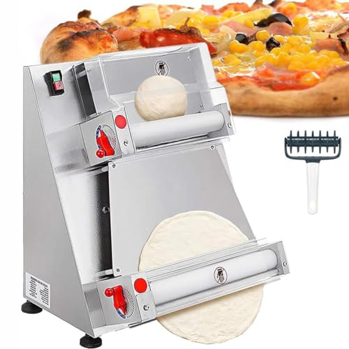 CYMYYDS 370W Automatic Commercial Dough Press Machine, Pizza Dough Roller Sheeter, Electric Stainless Steel Tortilla Press Machine, Including Pie Crusts, Pitas, Tortillas And Flat Breads,30cm
