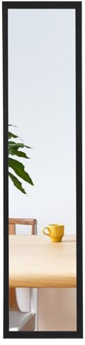 Warmiehomy Full Length Wall Mounted Mirror, 28x118 cm Full Body Mirror, Black Long Mirror with solid wood frame for Living Room or Dressing Bedroom