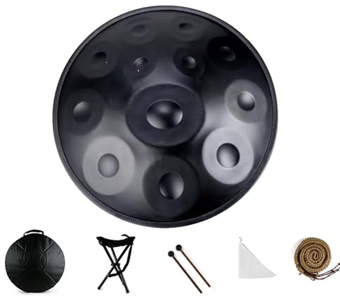 MEOYCHB Professionelle HandP Handpan Trommel in d-Moll mit 10/12 Noten, 440Hz,Handpan Drum,inklusive Zubehör-Set Ideal für Musik-Enthusiasten und Performances