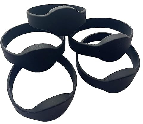 5 PCS T5577 Wasserdichtes Silikon-Armband und Armband, wiederbeschreibbar, RFID 125 kHz (Erwachsene Unisex) (schwarz)