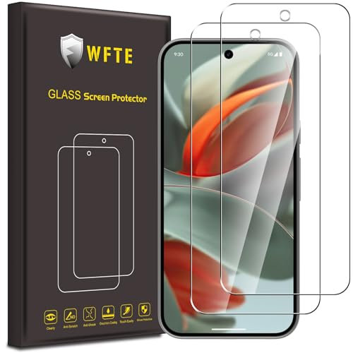 WFTE [Lot de 2 Verre Trempé pour Google Pixel 9 Pro, 0,26mm Film de Protection D'écran avec Haute Transparence à 99%, Anti-Trace Protecteur avec Dureté 9H Glass