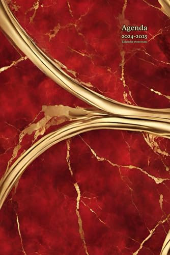 Kalender 18 Monate 2024/2025: Agenda klein - din A5 - Buchkalender - Wochenplaner 1 Woche 2 Seiten - Taschenkalender, Deutsch, Querformat - Mit...Für ... & frauen ( Roter und goldener Marmor ).