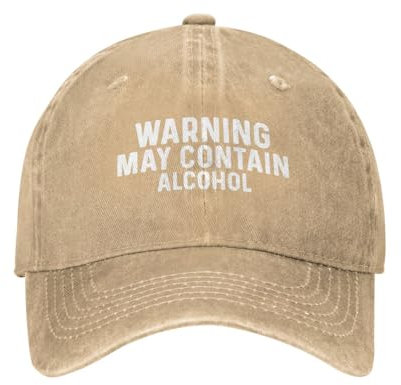 GQWJKSZ Warnung: Kann Alkohol enthalten. Hut für Damen, Papa-Hüte mit Design-Kappen