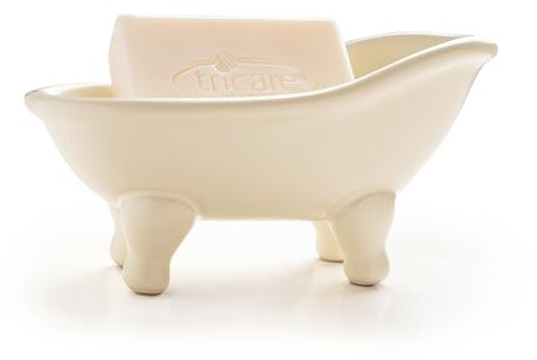 Mini-Seifenschale für Badewanne, Keramik, 14,2 cm, Dekortative Klauenfuß, Badezimmer-Seifenschale (cremefarben)