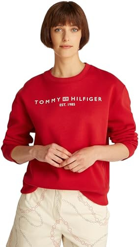 Tommy Hilfiger Sweat Femme sans Capuche, Rouge (Primary Red), L