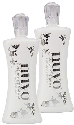Nuvo Deluxe, adesivo da 120 ml, formula bianca setosa, asciugatura trasparente, a base d'acqua, effetto a bassa piega (confezione da 2)