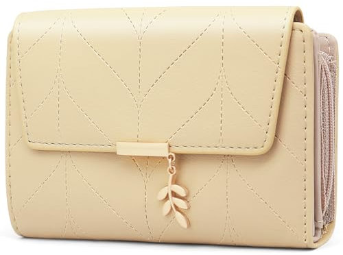 GOUNNU Geldbörse Damen PU Leder Damen Portemonnaie RFID Schutz Frauen Geldbeutel Viele Fächer Brieftasche Im Kurzformat mit 14 Kartenfäche und Münzfach Geldtasche Frauen (Apricot)