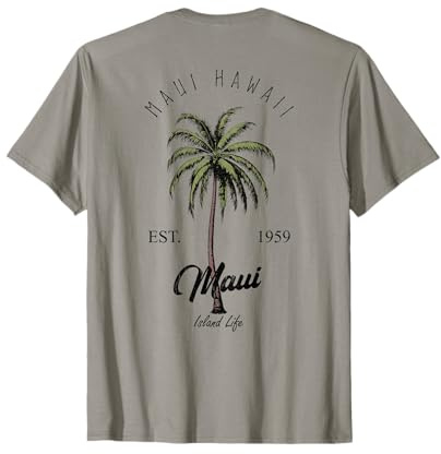 Maui Hawaii Tropical Tree Beach Urlaubsstimmung AUF DER RÜCKSEITE T-Shirt
