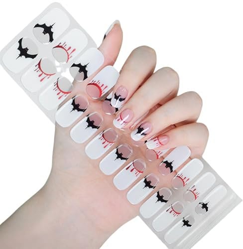 Semi Cured Nails Polish Wraps Halloween Nails Stickers Glow In Dark Gels Nails Strips Nails Art Decoration
