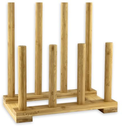Crystals Bamboo Boot Rack Stand - 4 Pair Wellington Boot Holder & Storage for Bedroom & Outdoor Use