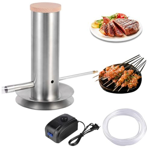 DASIAUTOEM Kaltrauchgenerator aus Edelstahl, Rauchgenerator, Kaltraucherzeuger Elektrisch mit Deckel und Pumpe, Lebensmitteln und Fleisch, BBQ Rauch Erzeuger