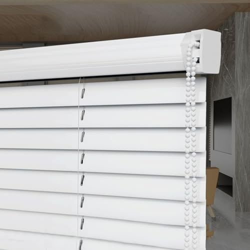 Sh000ad Aluminium Metall Jalousette,Jalousie für Fenster,25mm Alu-Lamellen Rollo,Weiß,Sichtschutz,Raumverdunkelung für Zuhause,Büro,Badezimmer,Küche,Anpassbar,Breite × Höhe (125cm x 80cm)