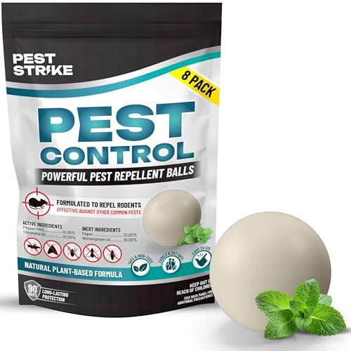 Rodent Repellent Balls – Mice & Rat Deterrent for Indoor & Outdoor Use – Mouse Repellent for Home, RV, Garage, Car, Attic & Barns – Easy to Use, Mess-Free, Extended Protection (8 Pack)