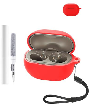 Silicone Protective Case for SoundPEATS Engine 4 Earbuds - Durable and Eco-Friendly Bluetooth Earphone Cover with Precise Holes and Charging Compatibility - Shock-proof, Comfortable Touch,Red