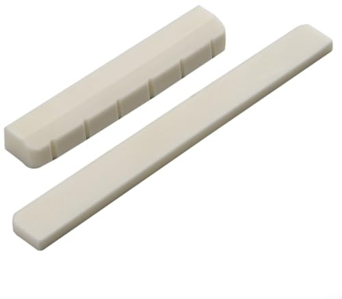 YJDOORPLAY Konzertgitarren-Stegsattel und Muttern-Set, 6 Saiten, echte Knochen, Ersatzteile für Gitarrensteg, mit 80 mm Sattel, 52 mm Mutter, weißes Akustikgitarren-Zubehör