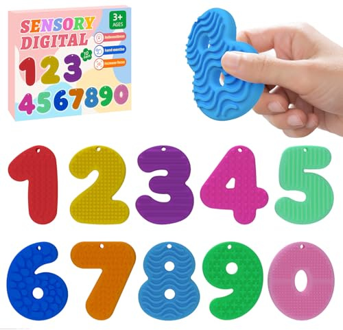Tmboryuu 10 Stück Handschmeichler mit weicher sensorischer Textur für Kinder, Stressabbau, strukturiertes Silikon mit Haken zum Aufhängen für Reisen, Stressabbau, Interaktion mit Eltern