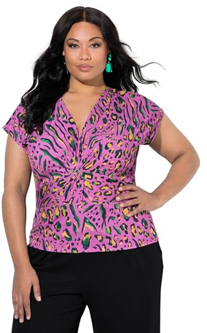 Ulla Popken Damenmode, Übergröße, kurvig, bunt, Leopardenmuster, Jersey-Bluse 851054