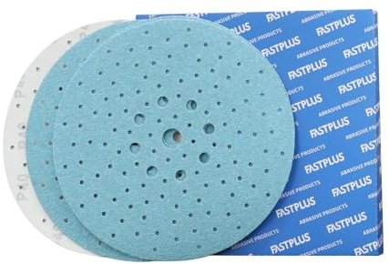 FASTPLUS 225mm Sanding Discs Blue Ceramic 40 Grit Porous Hook & Loop Disc | 10 Pack Multi Hole Sandpaper for Random Orbital Sanders Dust Free Sanding on Walls Automotive Wood and Large Surfaces