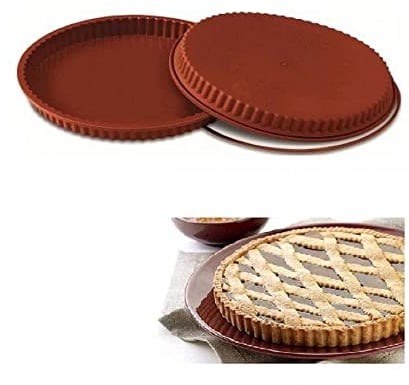 Silikomart | SFT426 Molde de Silicona CROSTATA, Antiadherente, Pack de 1 Molde con Anillo de Seguridad, Ø 260 h 30 mm, Volumen 1,3 l, Made in Italy