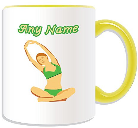Personalised Gift - Yoga Mug (Sport Design Theme, Colour Options) - Any Name/Message on Your Unique Mug