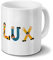 printplanet Tasse mit Namen Lux - Motiv Holzbuchstaben - Namenstasse, Kaffeebecher, Mug, Becher, Kaffeetasse - Farbe Weiß