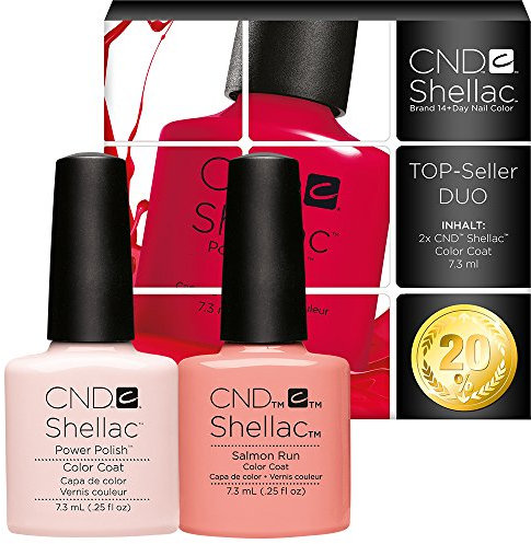 CND Shellac 7.3 ml Topseller Duo Beau + Salmon Run UV Nail Polish Economy Pack