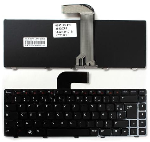Power4Laptops Französisch Schwarz Rahmen Schwarz kompatible Ersatz Tastatur kompatibel mit Dell XPS 15 L502X