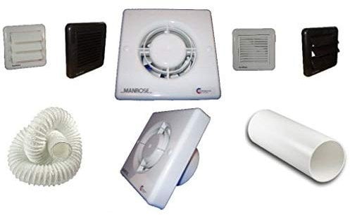 Manrose XF100P Pullcord Toilet Extractor Bathroom Fan with/Without Kit 100mm 4 (XF100P 350mm Ridged Pipe Gravity Brown GG4B)